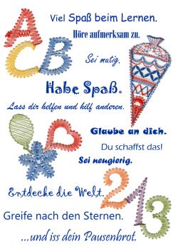 Preview: 513 Klöppelbrief 4 Motive "Schulanfang - Einschulung"